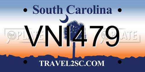 VNI479 South Carolina License Plate