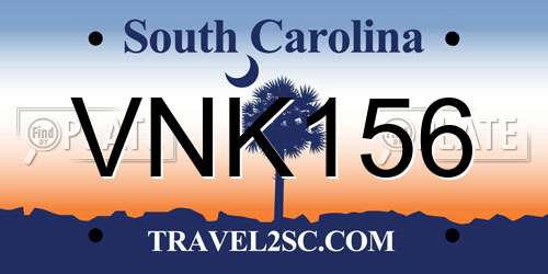 VNK156 South Carolina License Plate