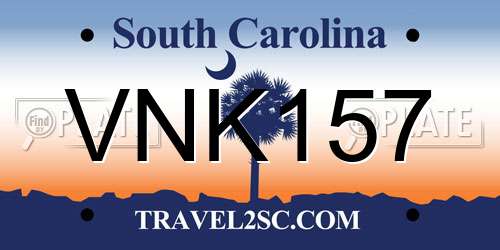 VNK157 South Carolina License Plate