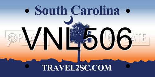 VNL506 South Carolina License Plate