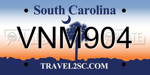 VNM904 South Carolina License Plate