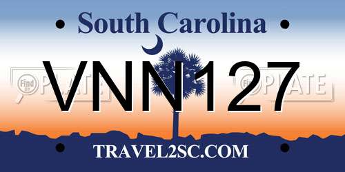 VNN127 South Carolina License Plate
