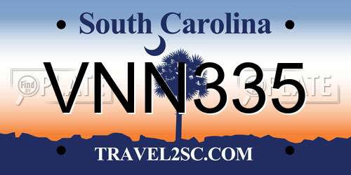 VNN335 South Carolina License Plate