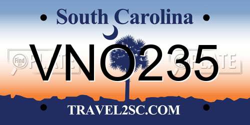 VNO235 South Carolina License Plate
