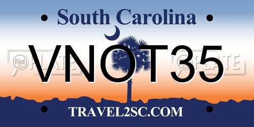 VNOT35 South Carolina License Plate