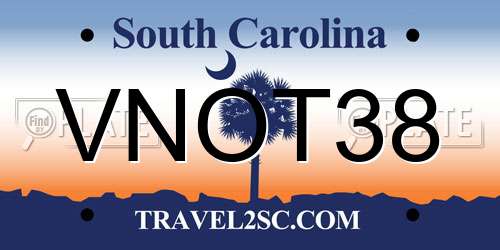 VNOT38 South Carolina License Plate
