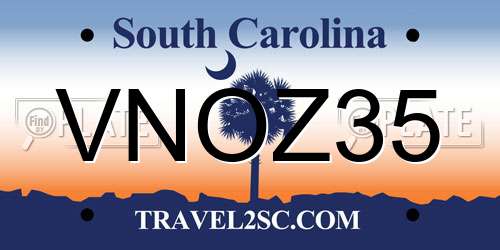 VNOZ35 South Carolina License Plate