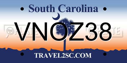 VNOZ38 South Carolina License Plate