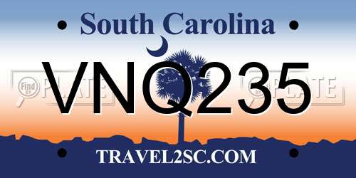 VNQ235 South Carolina License Plate