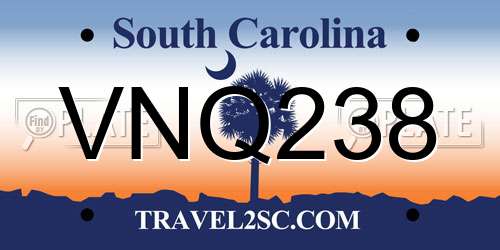 VNQ238 South Carolina License Plate