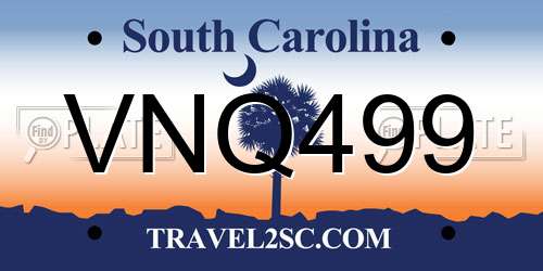 VNQ499 South Carolina License Plate