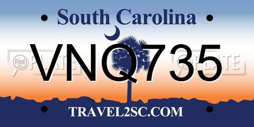 VNQ735 South Carolina License Plate