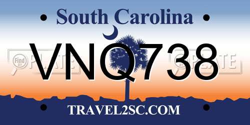 VNQ738 South Carolina License Plate