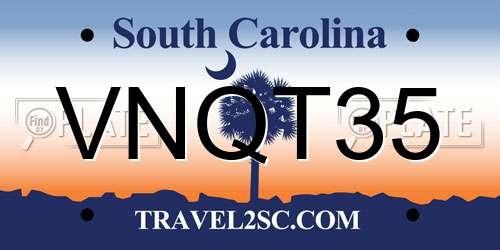 VNQT35 South Carolina License Plate