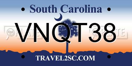 VNQT38 South Carolina License Plate