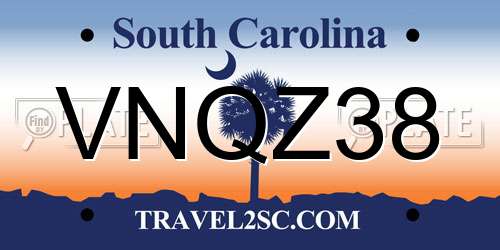 VNQZ38 South Carolina License Plate