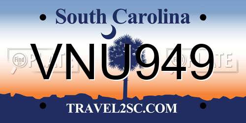VNU949 South Carolina License Plate