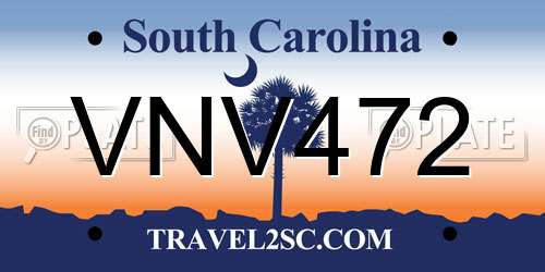 VNV472 South Carolina License Plate