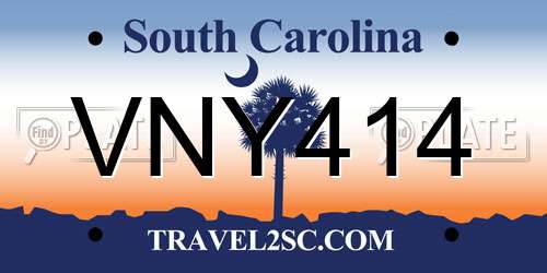 VNY414 South Carolina License Plate