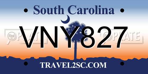 VNY827 South Carolina License Plate