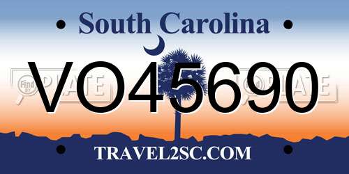 VO45690 South Carolina License Plate