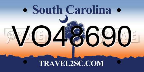 VO48690 South Carolina License Plate