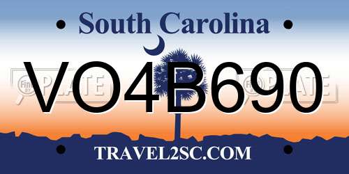 VO4B690 South Carolina License Plate