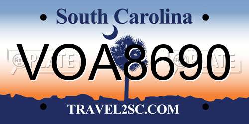 VOA8690 South Carolina License Plate