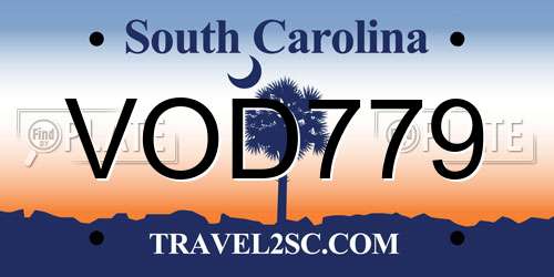 VOD779 South Carolina License Plate