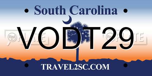 VODT29 South Carolina License Plate