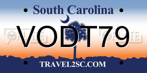 VODT79 South Carolina License Plate