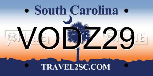 VODZ29 South Carolina License Plate