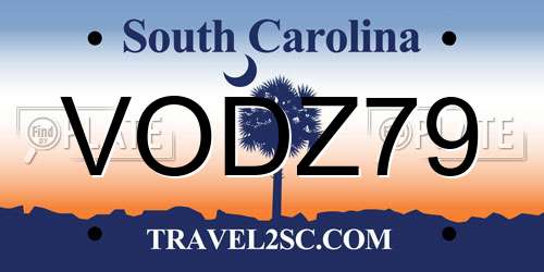 VODZ79 South Carolina License Plate
