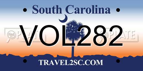 VOL282 South Carolina License Plate