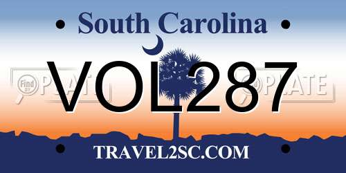 VOL287 South Carolina License Plate