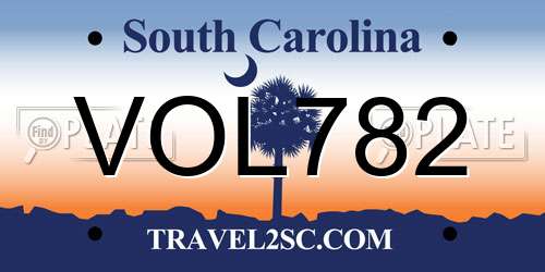 VOL782 South Carolina License Plate