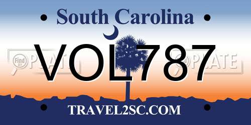 VOL787 South Carolina License Plate