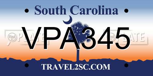 VPA345 South Carolina License Plate