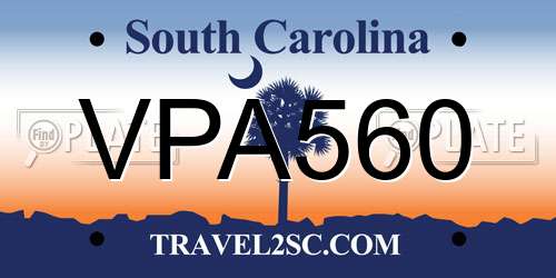 VPA560 South Carolina License Plate