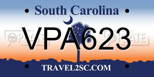 VPA623 South Carolina License Plate