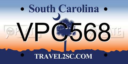 VPC568 South Carolina License Plate
