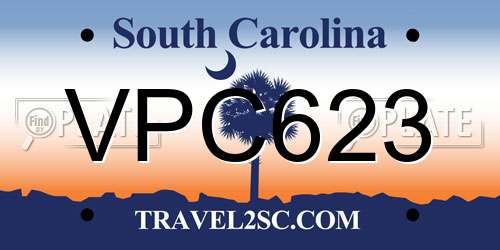 VPC623 South Carolina License Plate