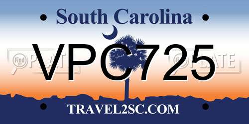 VPC725 South Carolina License Plate