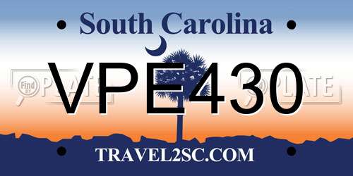 VPE430 South Carolina License Plate
