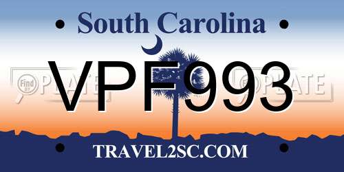 VPF993 South Carolina License Plate