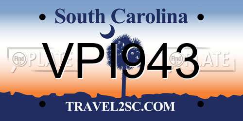 VPI943 South Carolina License Plate