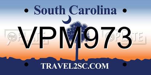VPM973 South Carolina License Plate