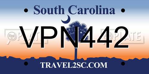 VPN442 South Carolina License Plate