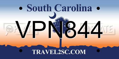 VPN844 South Carolina License Plate
