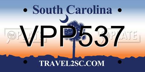 VPP537 South Carolina License Plate